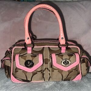 Rare Coach Pink Python Snakeskin Legacy Vintage Small Handbag Monogram Logo